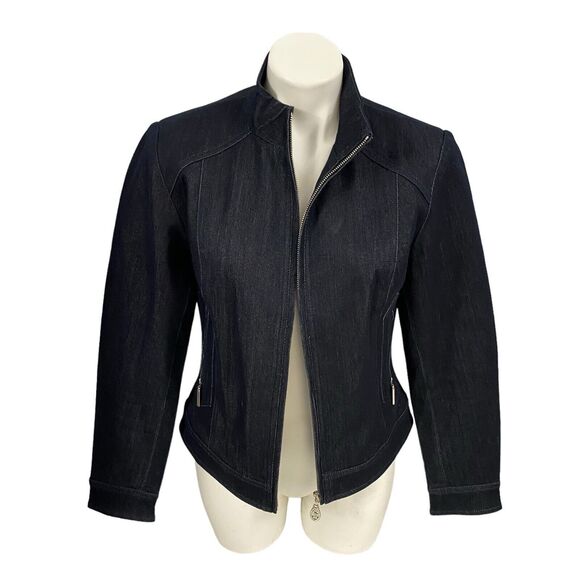 Christine Alexander Jacket Womens Sz Small Blue Zip Up Denim Work Office Capsule - Picture 9 of 16